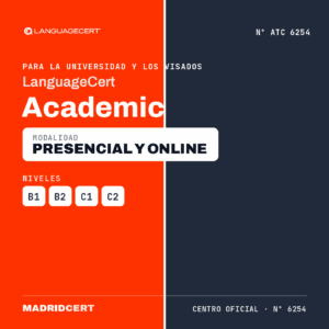 Examen LanguageCert Academic B1-C2 — online y presencial — Centro oficial MadridCert